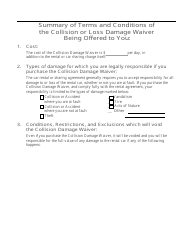 Collision Damage Waiver Disclosure Form - Maryland, Page 2
