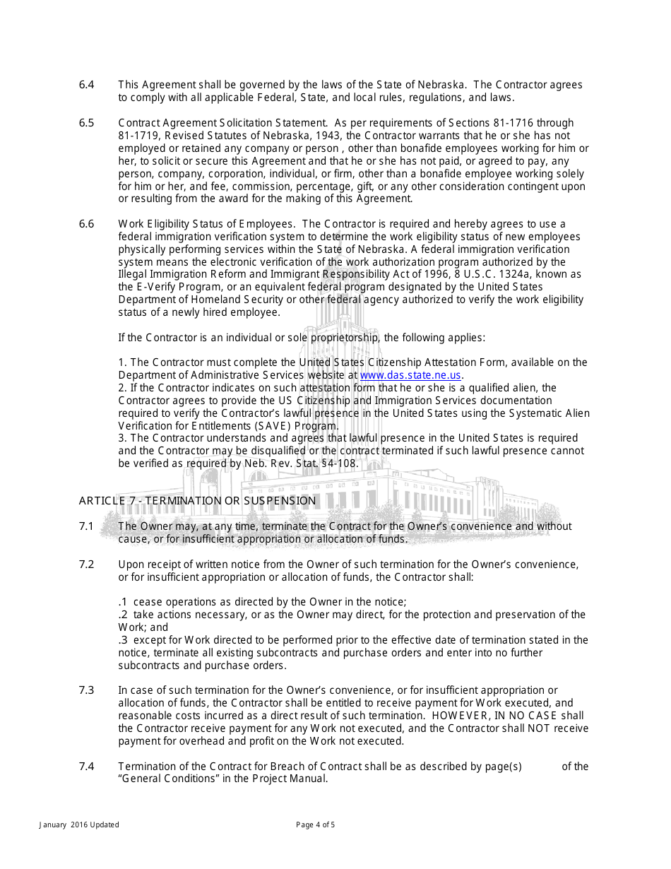 Construction Proposal and Agreement (Projects Over $50,000) - Nebraska, Page 4