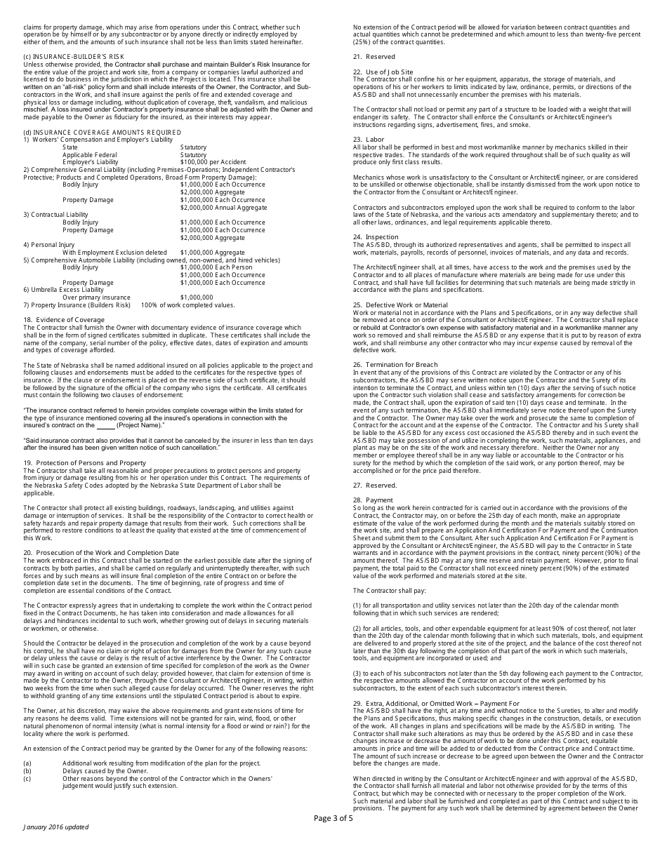 Construction Proposal and Agreement (For Projects Under $55,000) - Nebraska, Page 3