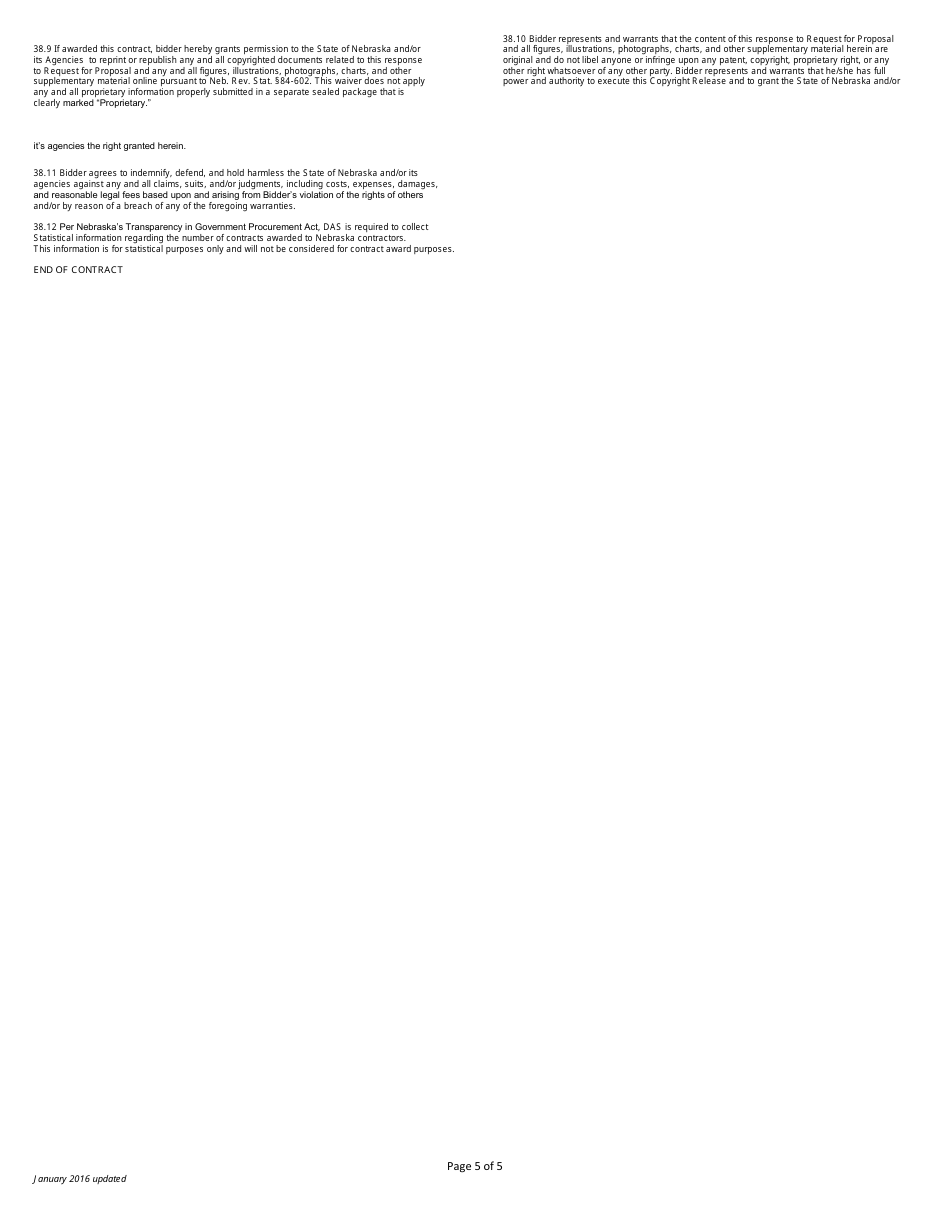 Construction Proposal and Agreement (For Projects Under $55,000) - Nebraska, Page 5