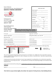 Document preview: Monthly Parking Agreement Form - Nebraska