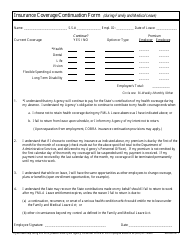 Document preview: Insurance Coverage Continuation Form - Nebraska