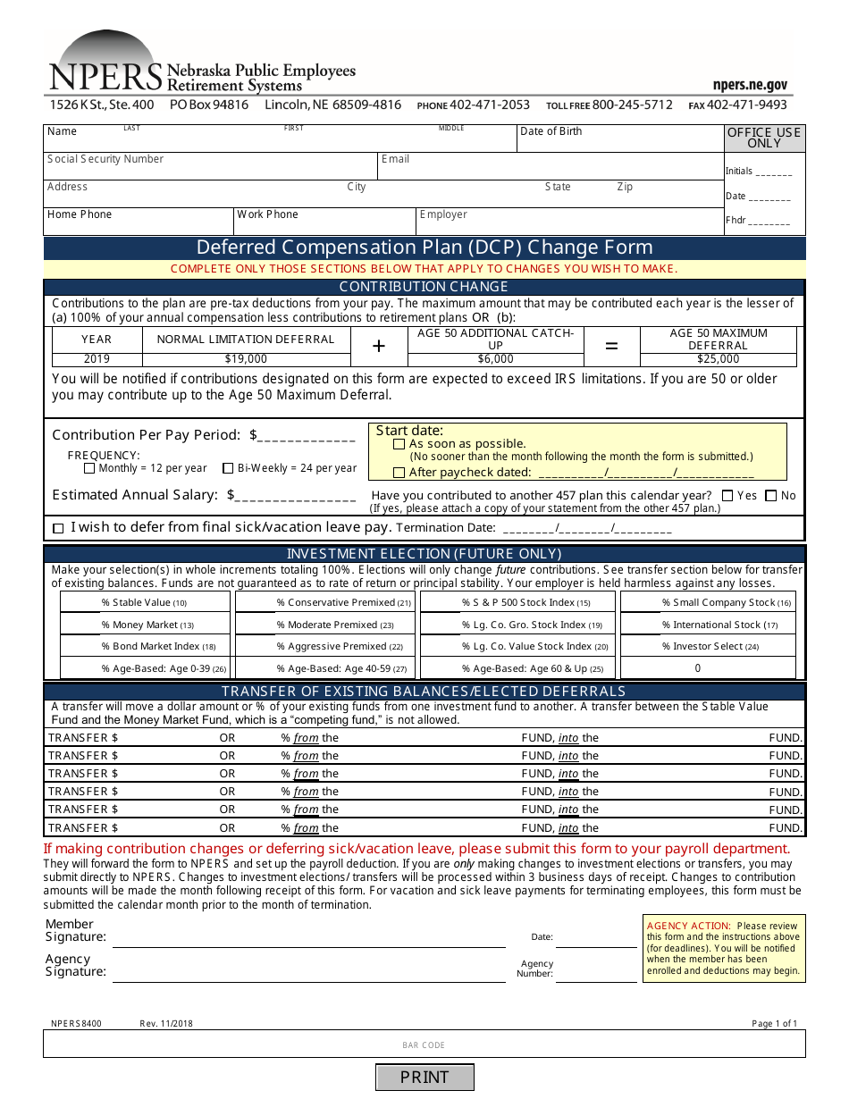 Form NPERS8400 - Fill Out, Sign Online and Download Fillable PDF ...