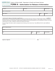 Form CRED-0915 (A) &quot;Authorization for Release of Information&quot; - Nebraska