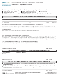 Form CRED-914 &quot;Alternative Compliance Request&quot; - Nebraska