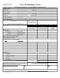 NDOT Form 162B &quot;Cost Breakdown Form for Maximum Not-To-Exceed (Mnte) Agreements&quot; - Nebraska
