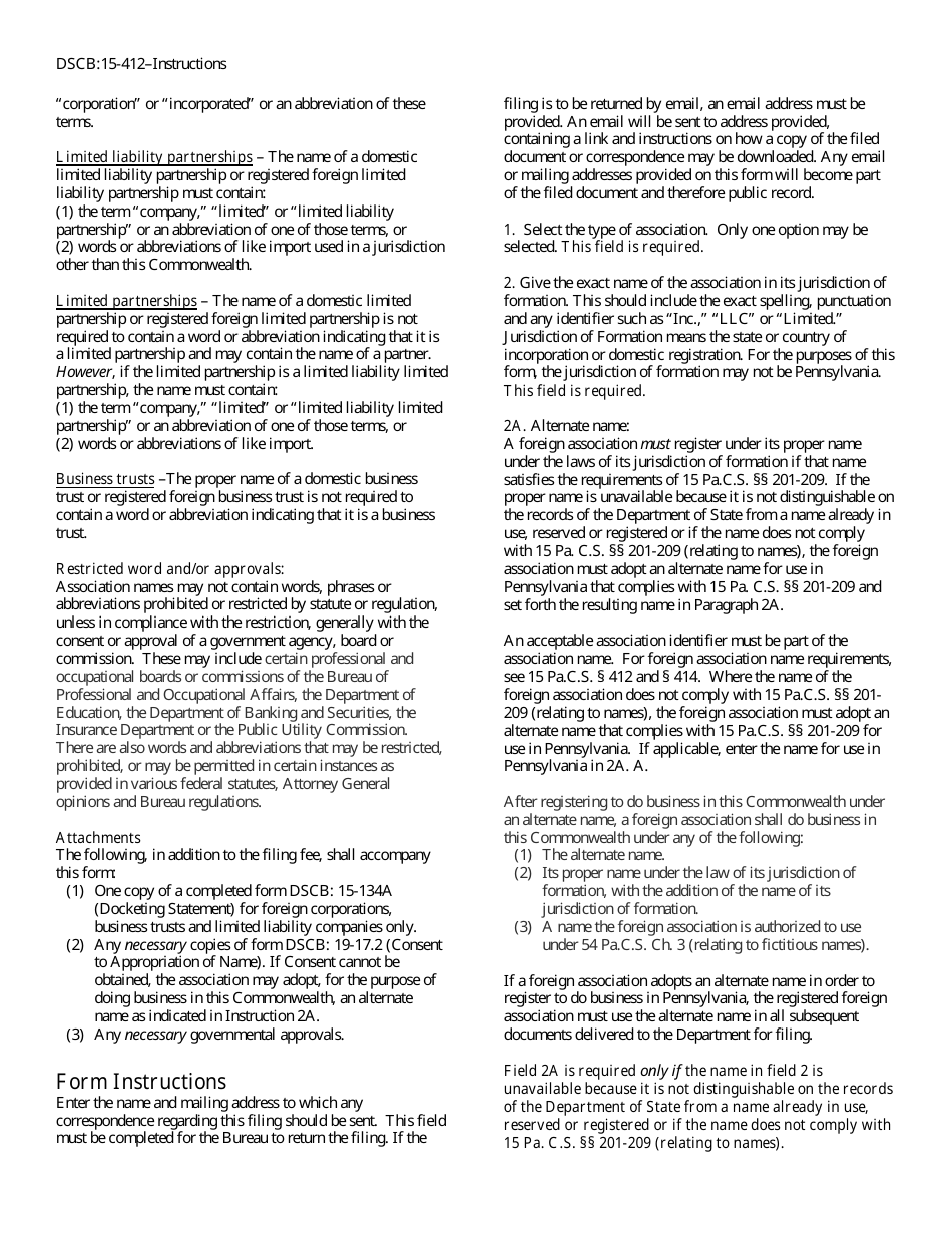 Form DSCB:15-412 Foreign Registration Statement - Pennsylvania, Page 4