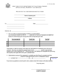 Document preview: Form RP-551-NTC Pro-Rated Tax and Omission Notice Form - New York