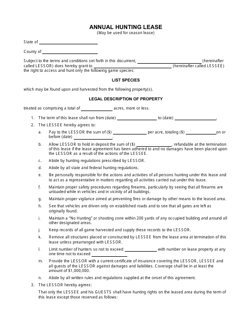 Annual Hunting Lease Template