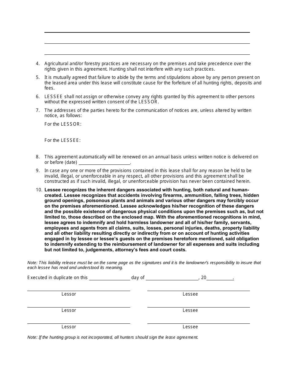 Annual Hunting Lease Template - Fill Out, Sign Online and Download PDF ...