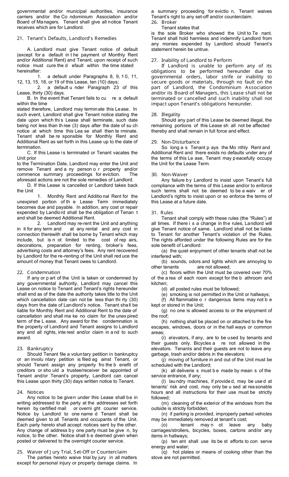 Condominium Unit Lease Template, Page 3