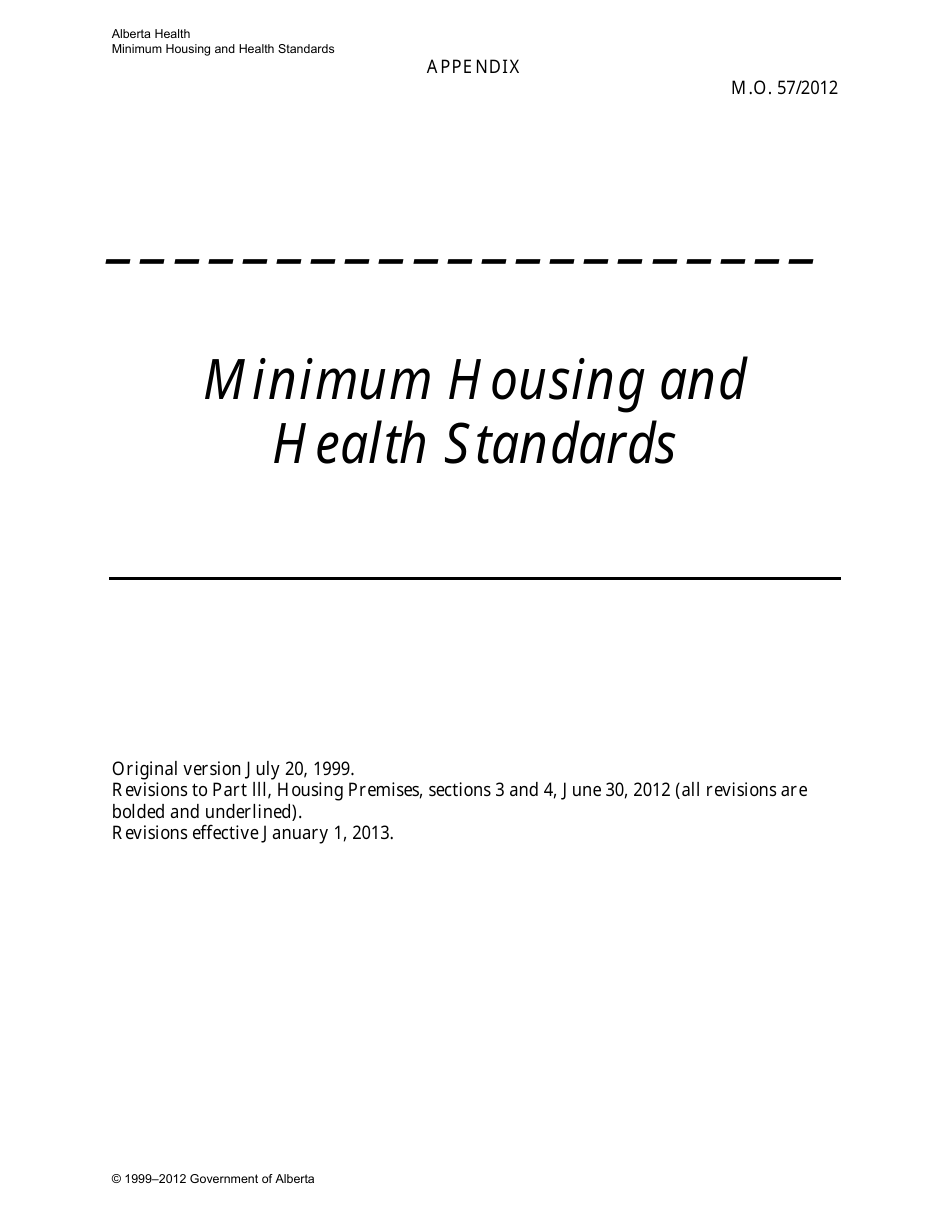 Minimum Housing and Health Standards - Alberta, Canada, Page 1