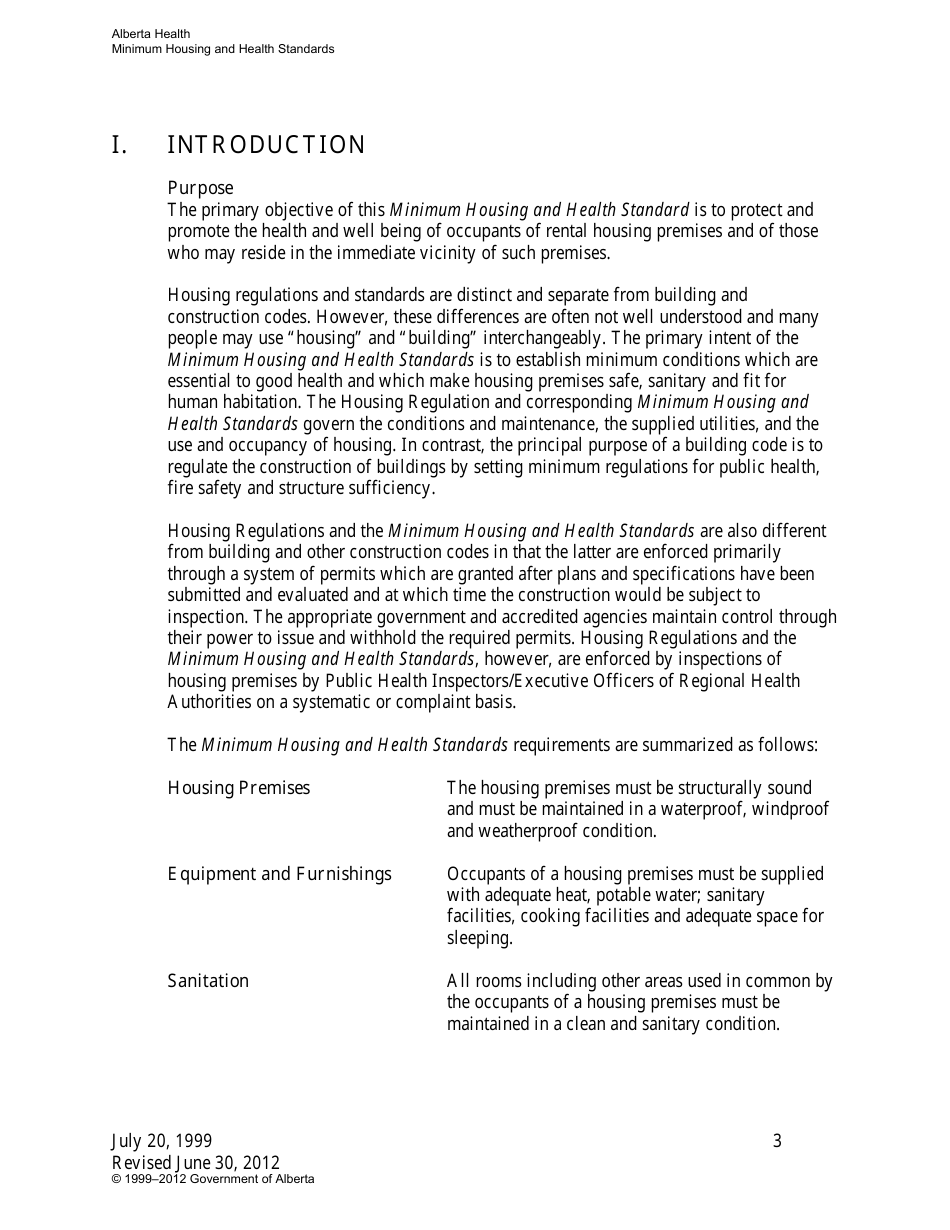 Minimum Housing and Health Standards - Alberta, Canada, Page 3