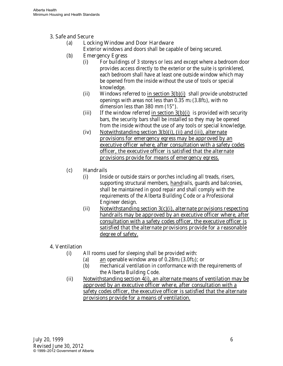 Minimum Housing and Health Standards - Alberta, Canada, Page 6
