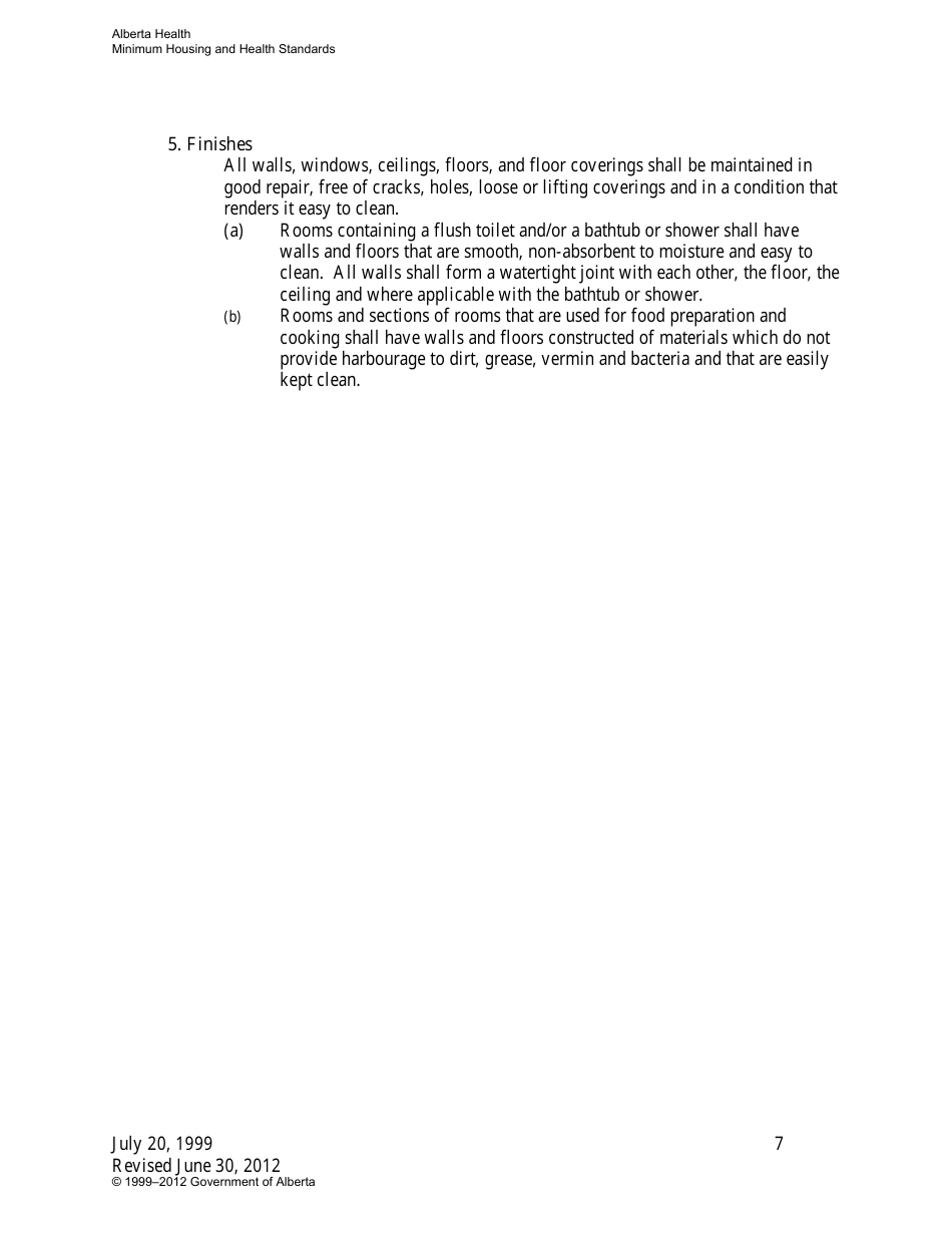 Alberta Canada Minimum Housing and Health Standards Fill Out, Sign