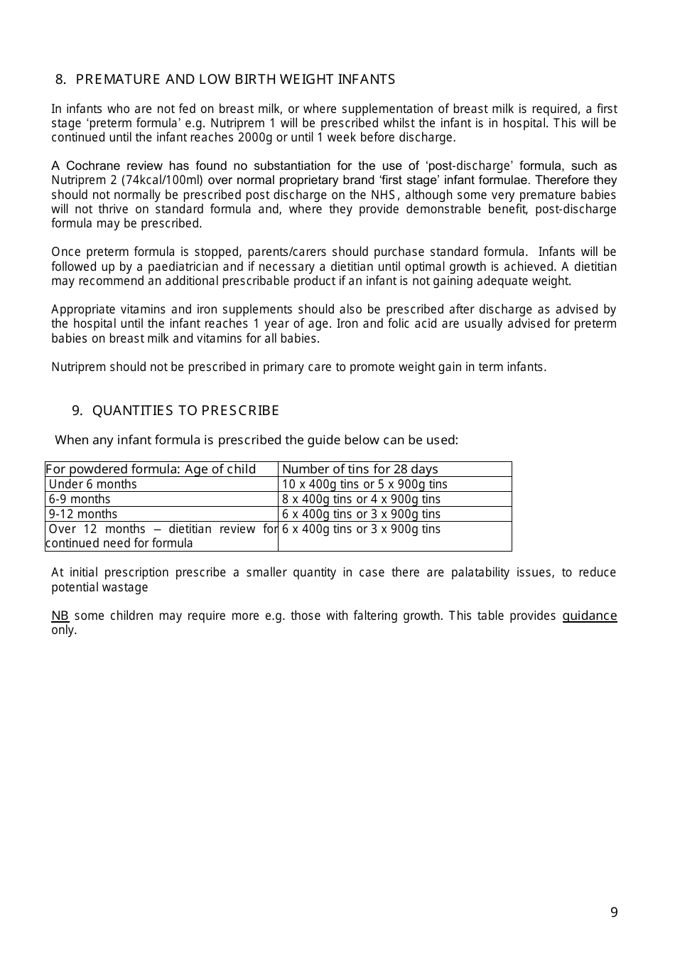 Pan-Mersey Prescribing Guidelines for Specialist Infant Formula Feeds in Lactose Intolerance and Cows Milk Protein Allergy - United Kingdom, Page 10