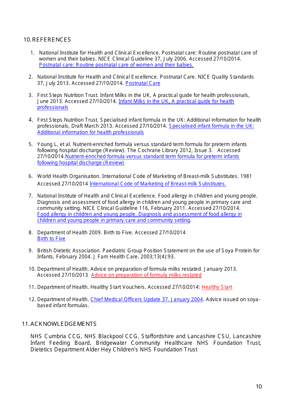 Pan-Mersey Prescribing Guidelines for Specialist Infant Formula Feeds in Lactose Intolerance and Cows Milk Protein Allergy - United Kingdom, Page 11