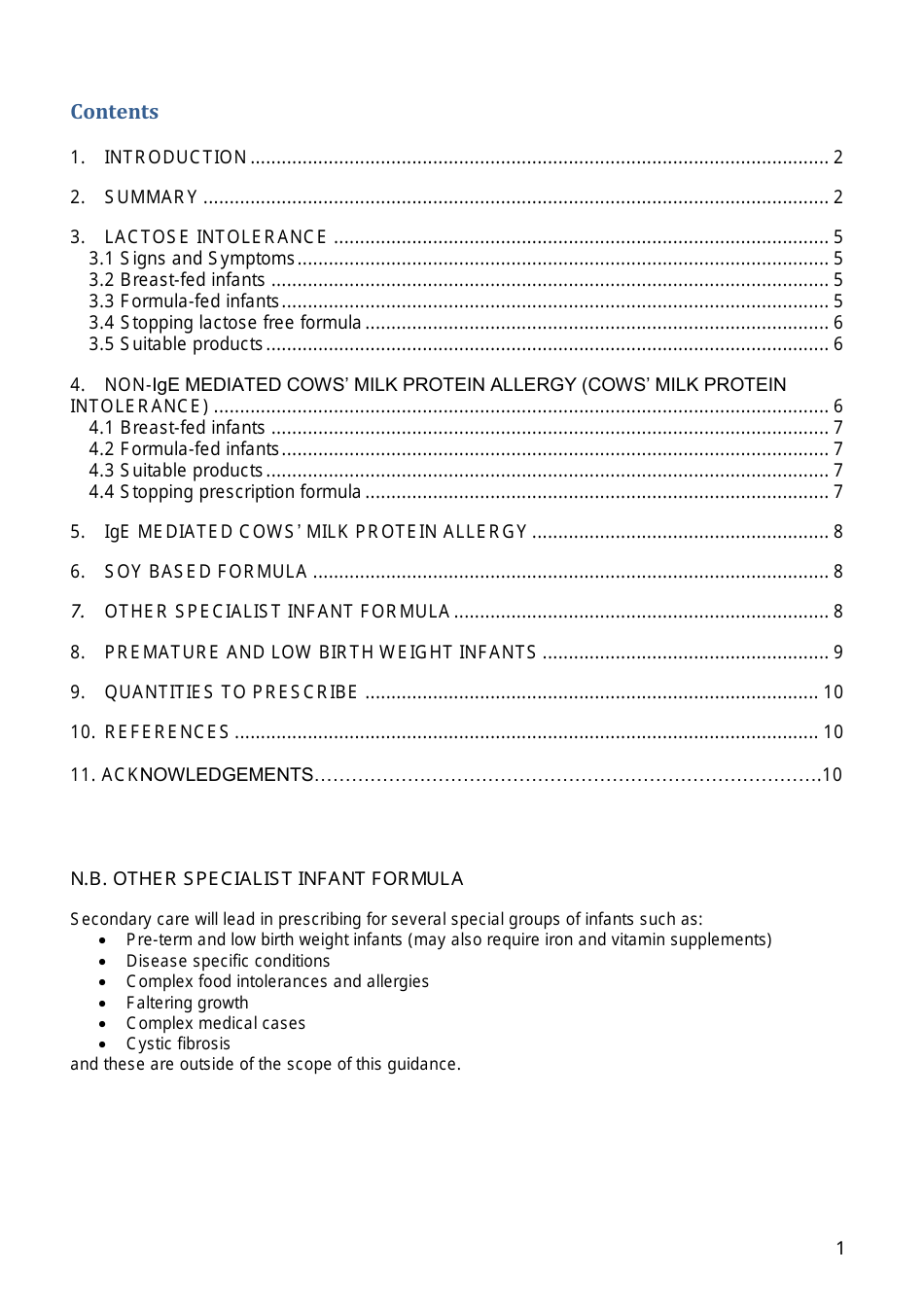 Pan-Mersey Prescribing Guidelines for Specialist Infant Formula Feeds in Lactose Intolerance and Cows Milk Protein Allergy - United Kingdom, Page 2