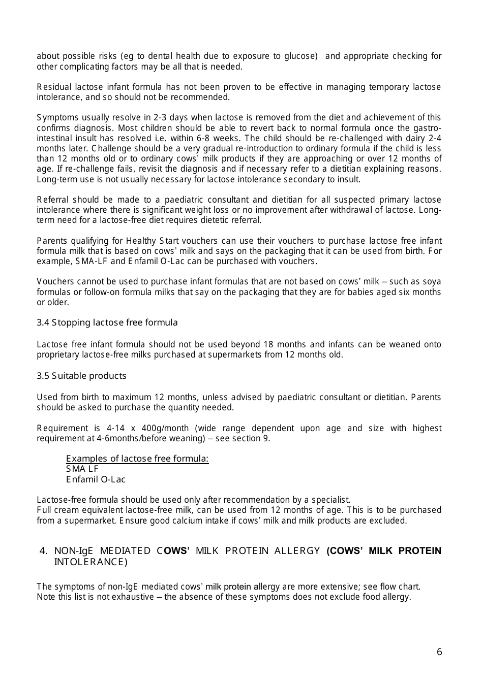 Pan-Mersey Prescribing Guidelines for Specialist Infant Formula Feeds in Lactose Intolerance and Cows Milk Protein Allergy - United Kingdom, Page 7