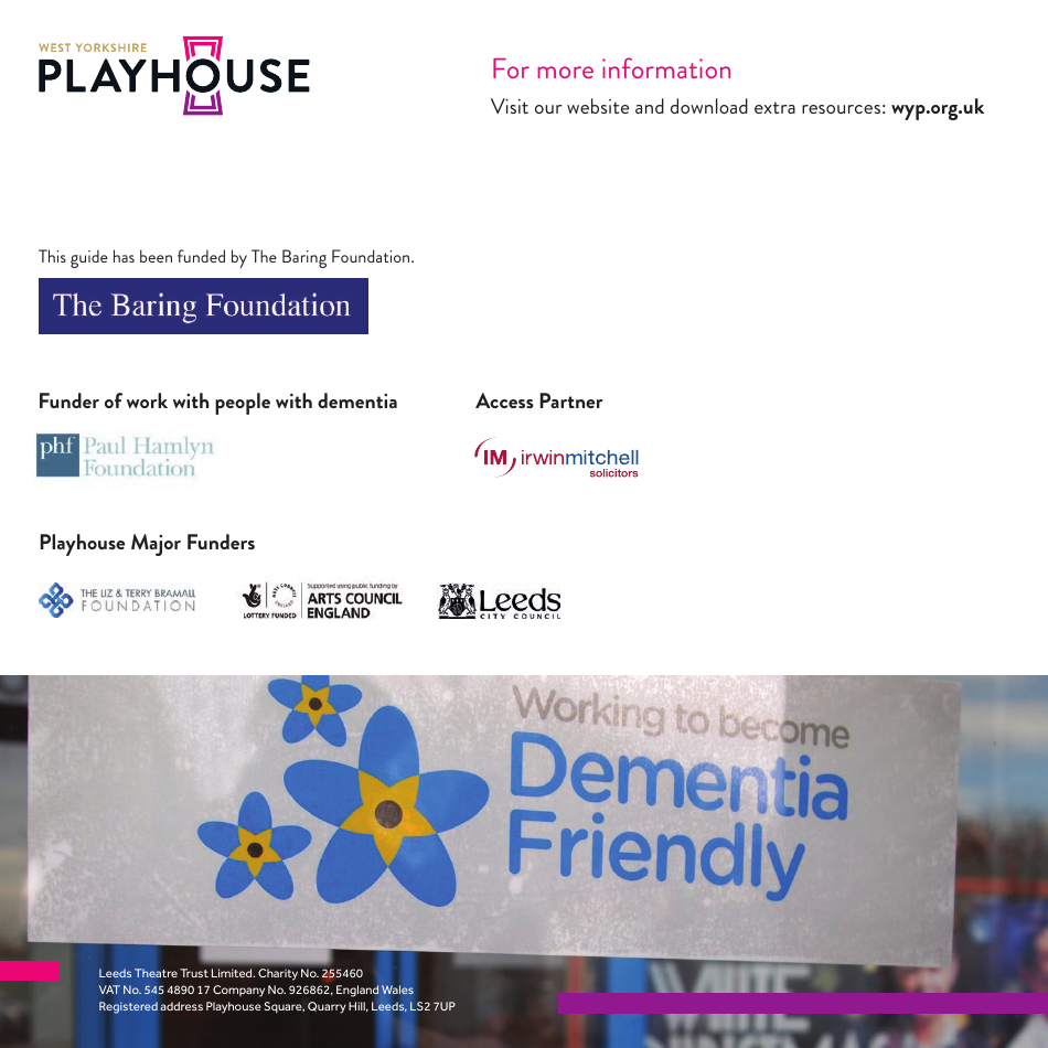 United Kingdom West Yorkshire Playhouse's Guide to Dementia Friendly