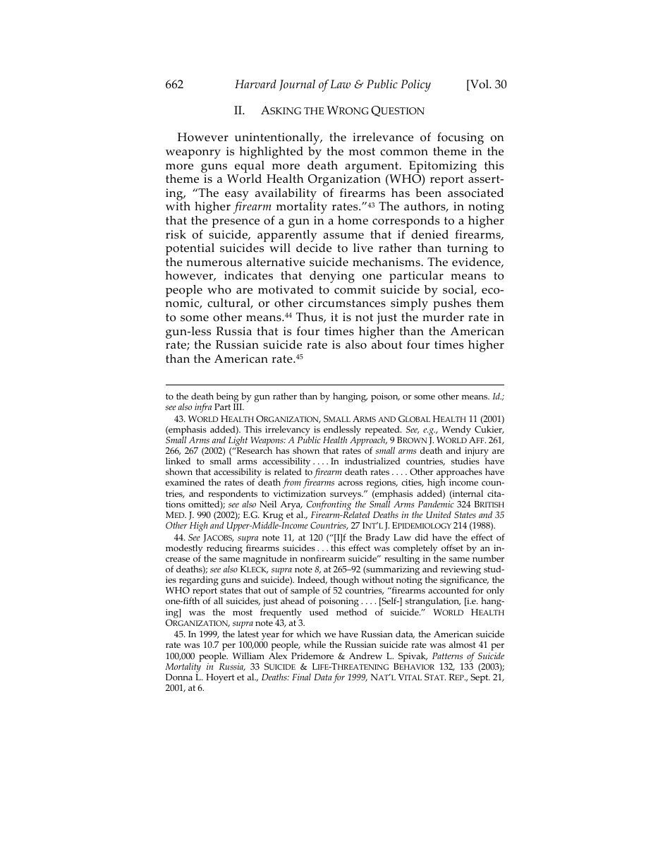 Would Banning Firearms Reduce Murder and Suicide? a Review of International Evidence - Don B. Kates, Gary Mauser, Page 14