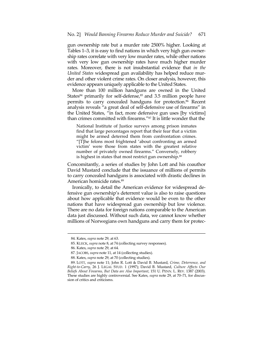 Would Banning Firearms Reduce Murder and Suicide? a Review of International Evidence - Don B. Kates, Gary Mauser, Page 23