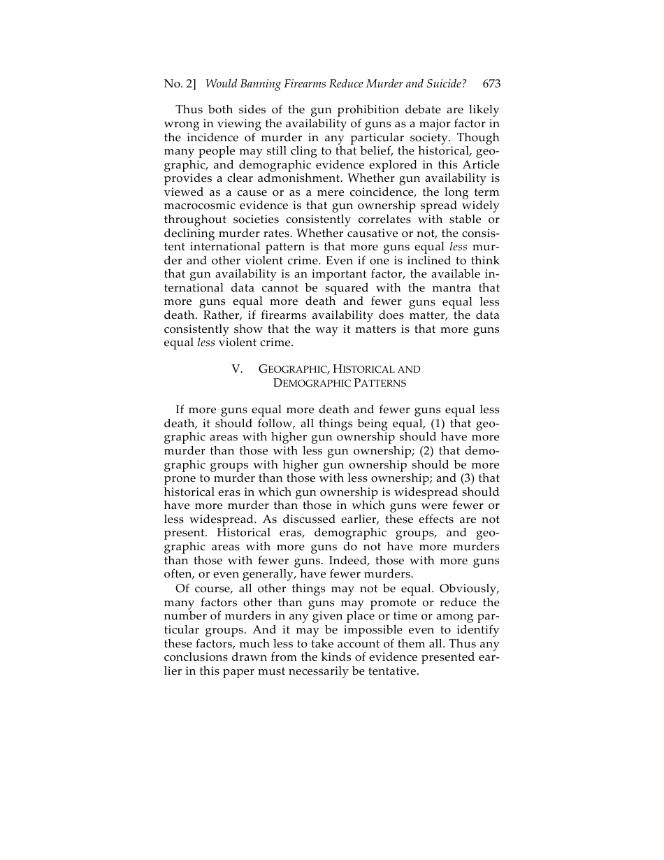 Would Banning Firearms Reduce Murder and Suicide? a Review of International Evidence - Don B. Kates, Gary Mauser, Page 25