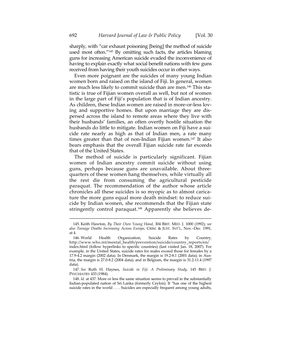 Would Banning Firearms Reduce Murder and Suicide? a Review of International Evidence - Don B. Kates, Gary Mauser, Page 44