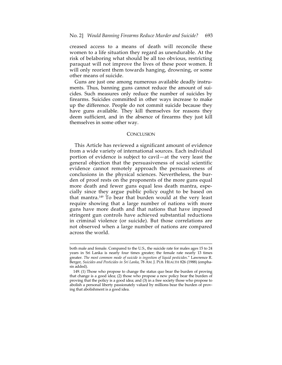 Would Banning Firearms Reduce Murder and Suicide? a Review of International Evidence - Don B. Kates, Gary Mauser, Page 45