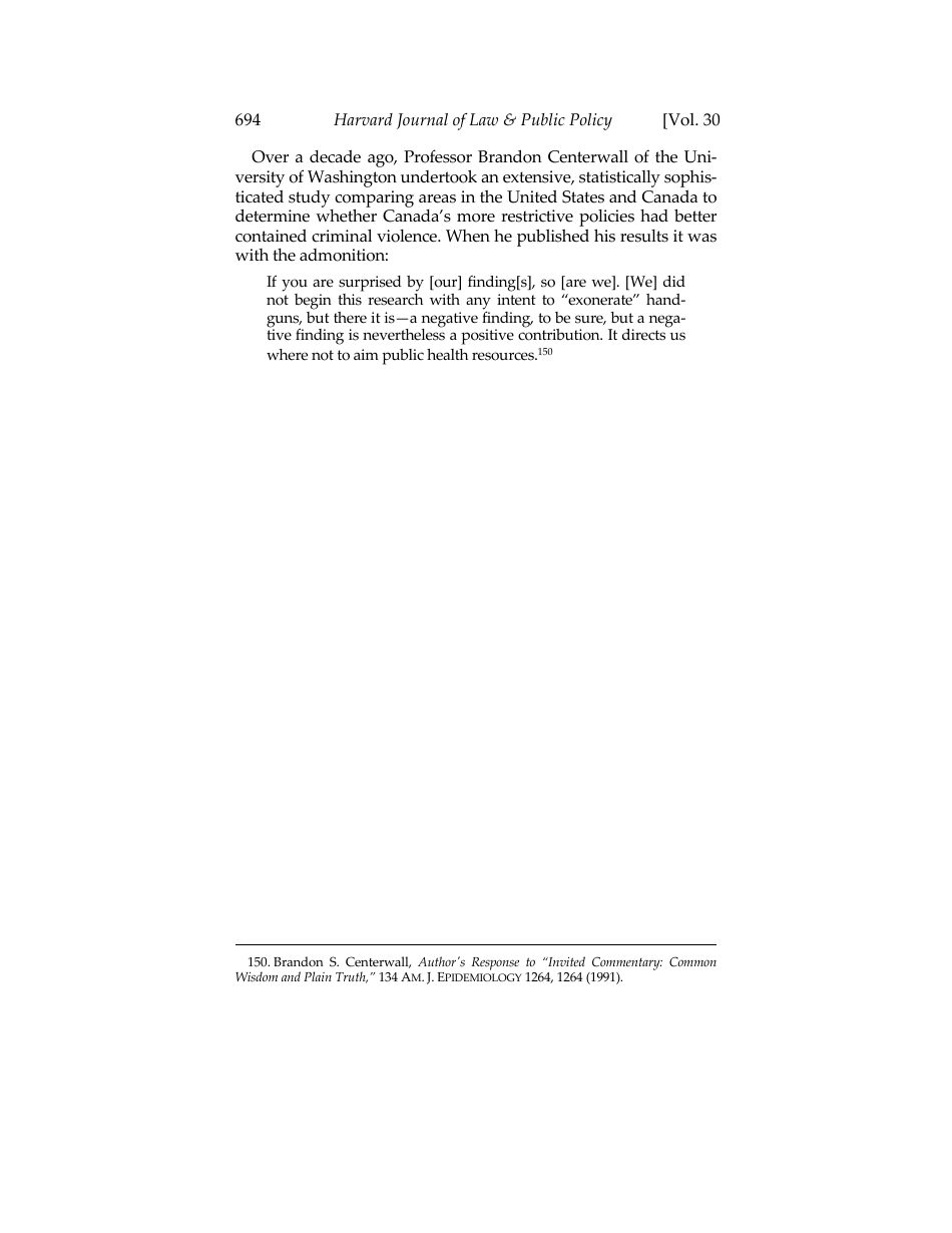 Would Banning Firearms Reduce Murder and Suicide? a Review of International Evidence - Don B. Kates, Gary Mauser, Page 46