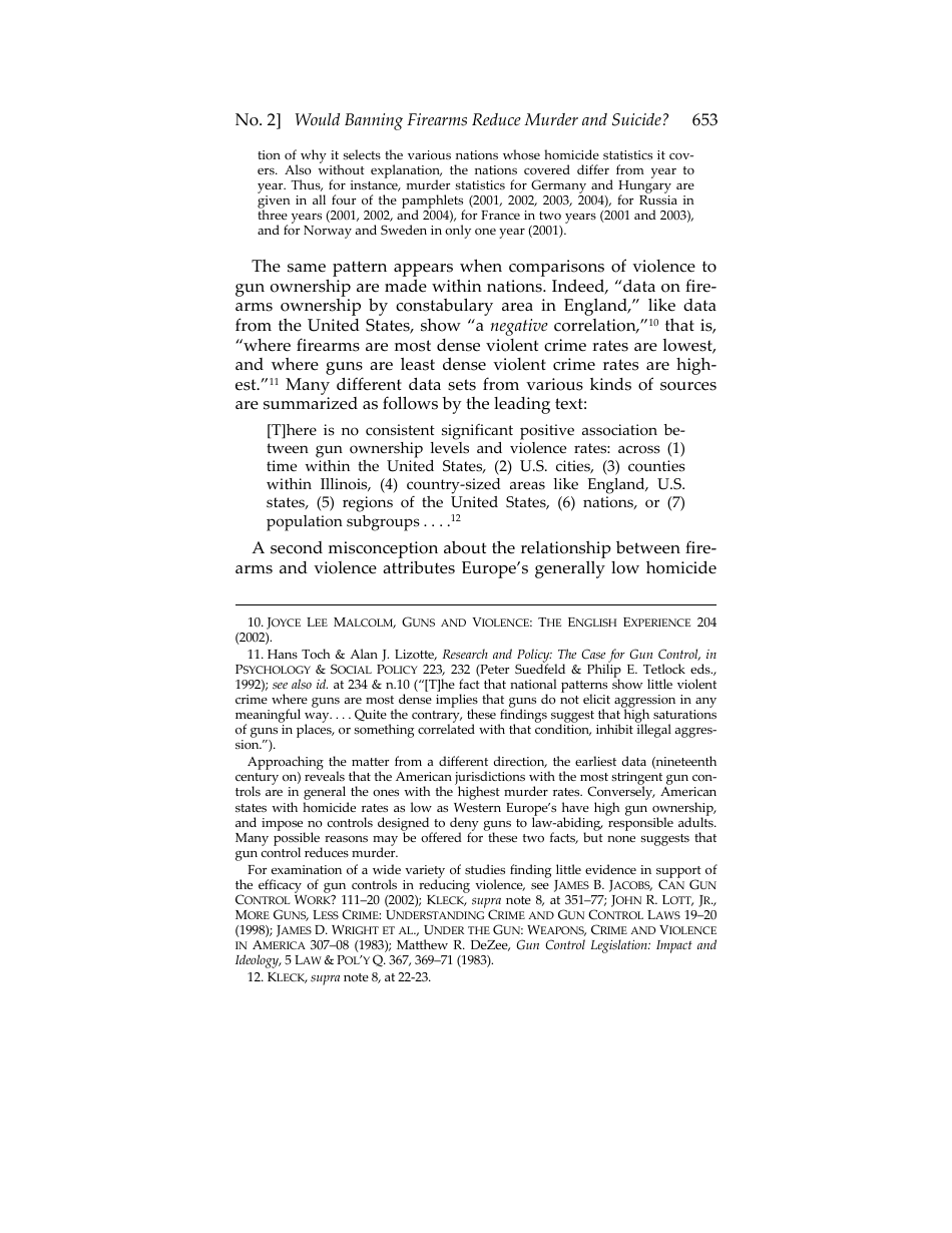 Would Banning Firearms Reduce Murder and Suicide? a Review of International Evidence - Don B. Kates, Gary Mauser, Page 5