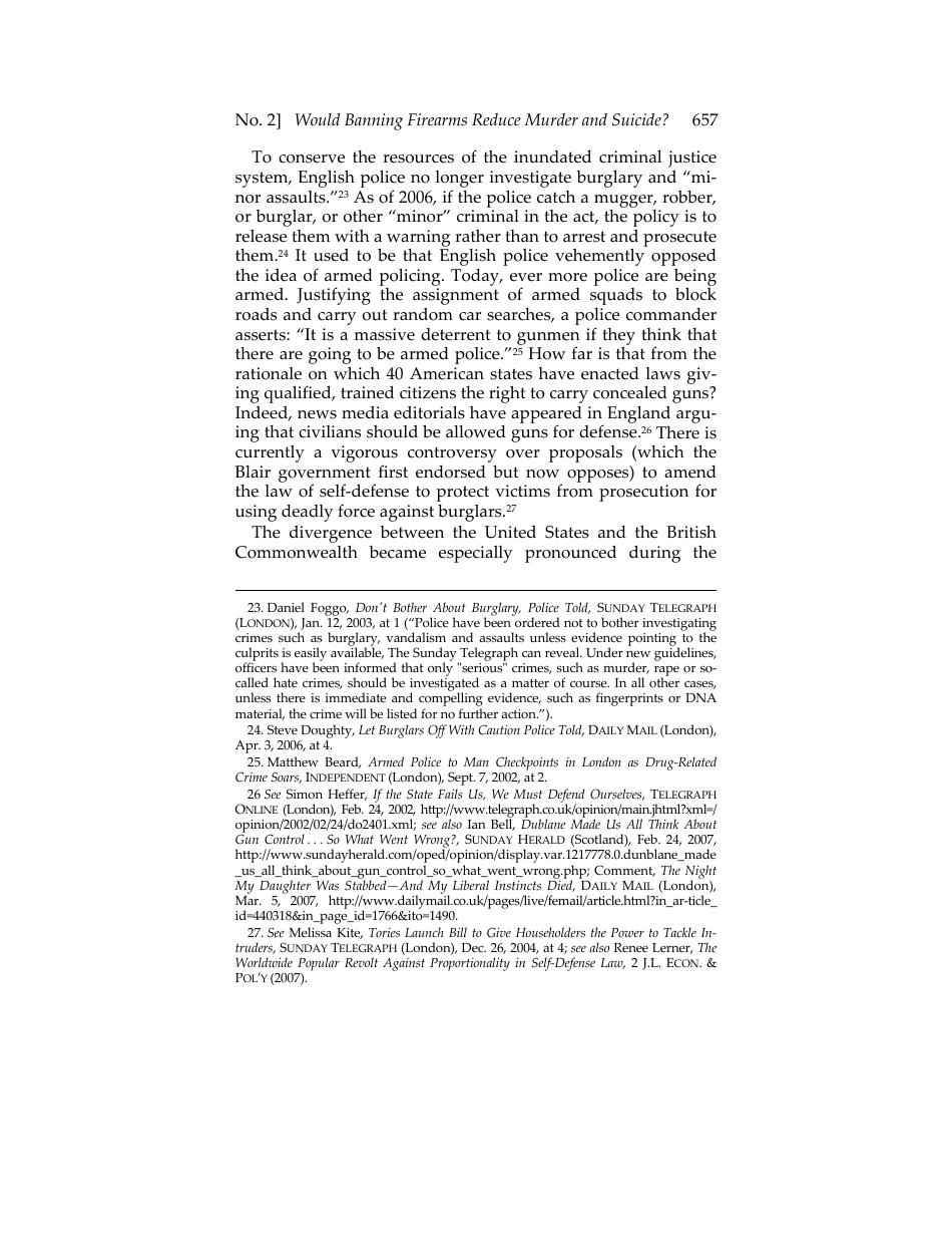 Would Banning Firearms Reduce Murder and Suicide? a Review of International Evidence - Don B. Kates, Gary Mauser, Page 9