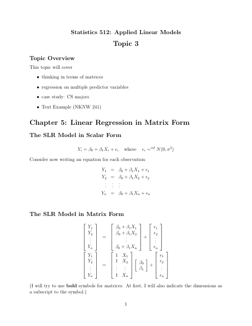 Statistics 512: Applied Linear Models - Topic 3