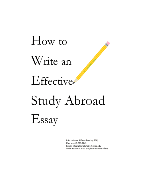 &quot;How to Write an Effective Study Abroad Essay - Office of International Education, Maryland Institute College of Art&quot; Download Pdf