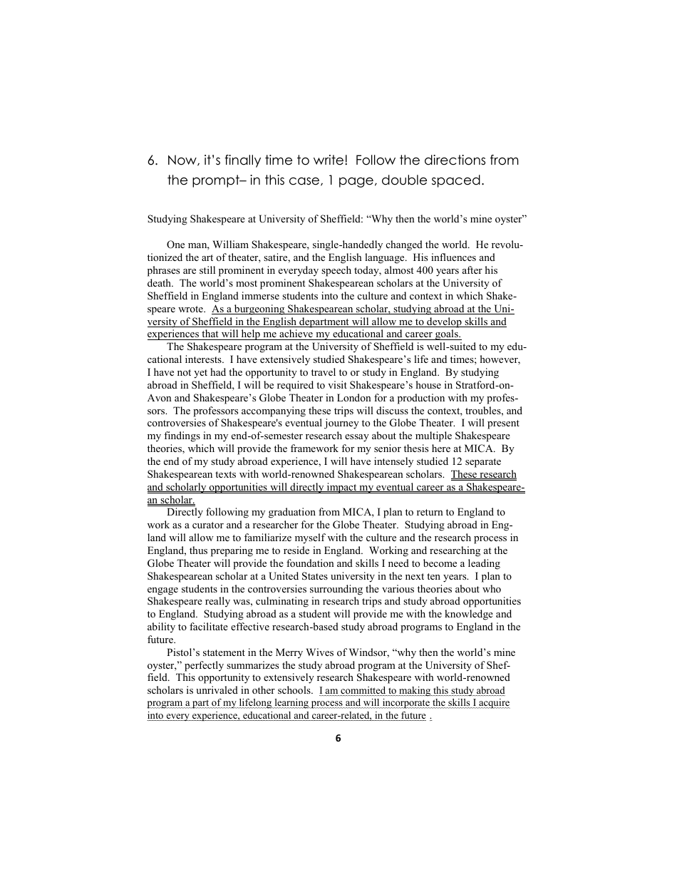 How to Write an Effective Study Abroad Essay - Office of International Education, Maryland Institute College of Art, Page 6