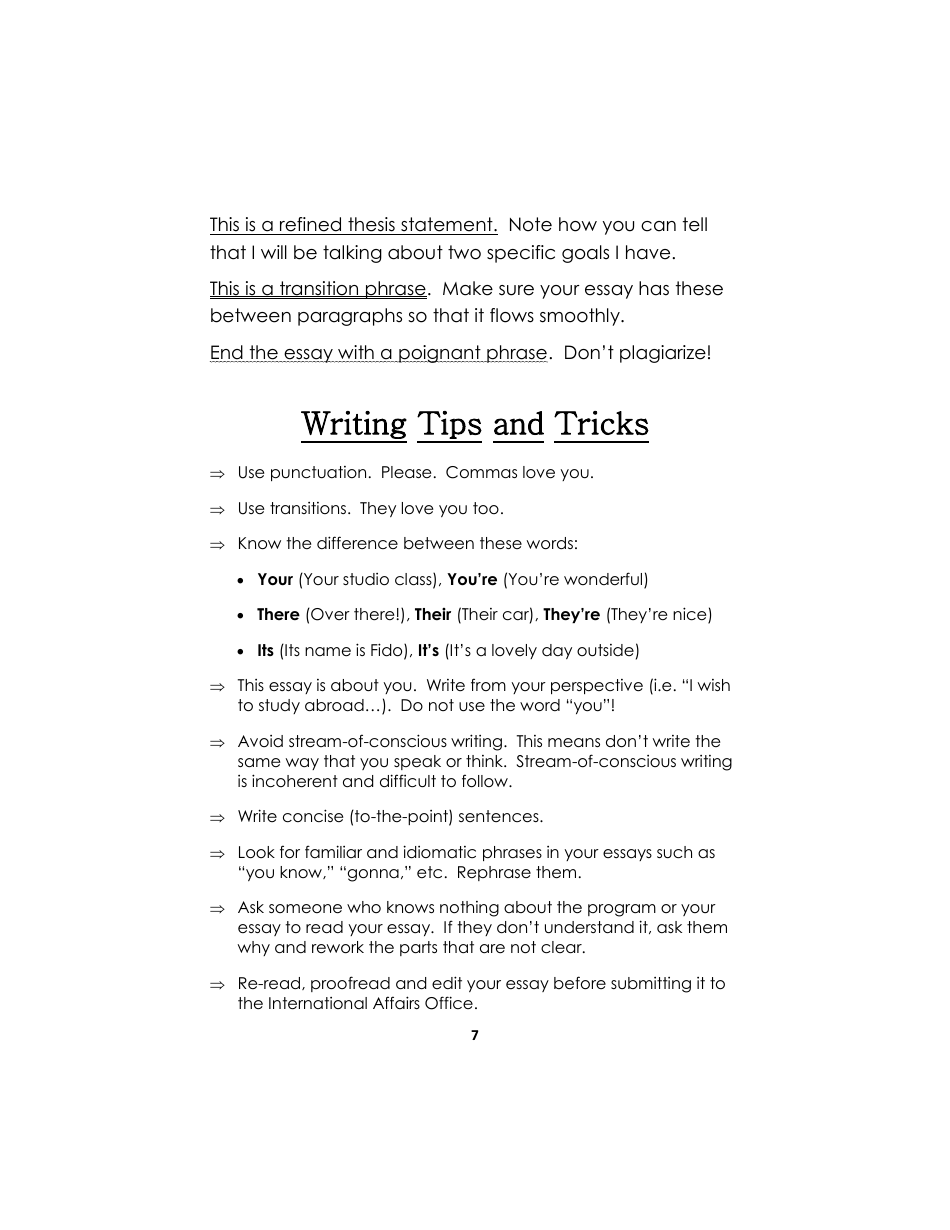 How to Write an Effective Study Abroad Essay - Office of International Education, Maryland Institute College of Art, Page 7