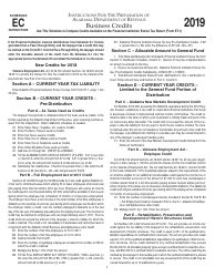 Instructions for Form ET-1 Schedule EC Business Credits - Alabama