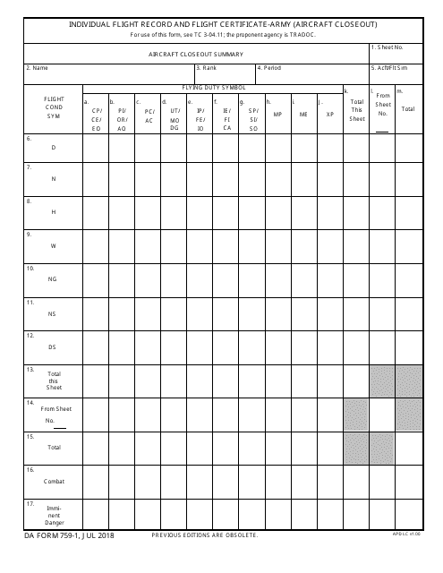 DA Form 759-1  Printable Pdf