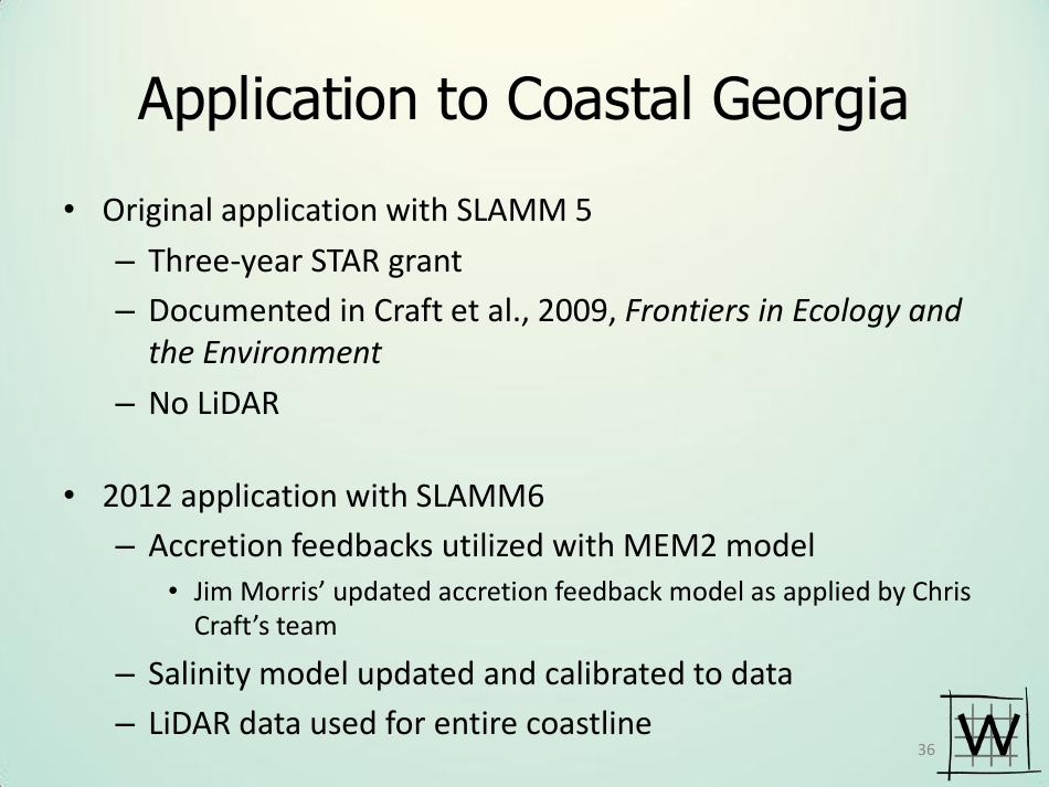 Application of Sea Level Affecting Marshes Model (Slamm) to the Georgia Coastline - Jonathan S. Clough - Georgia (United States), Page 36