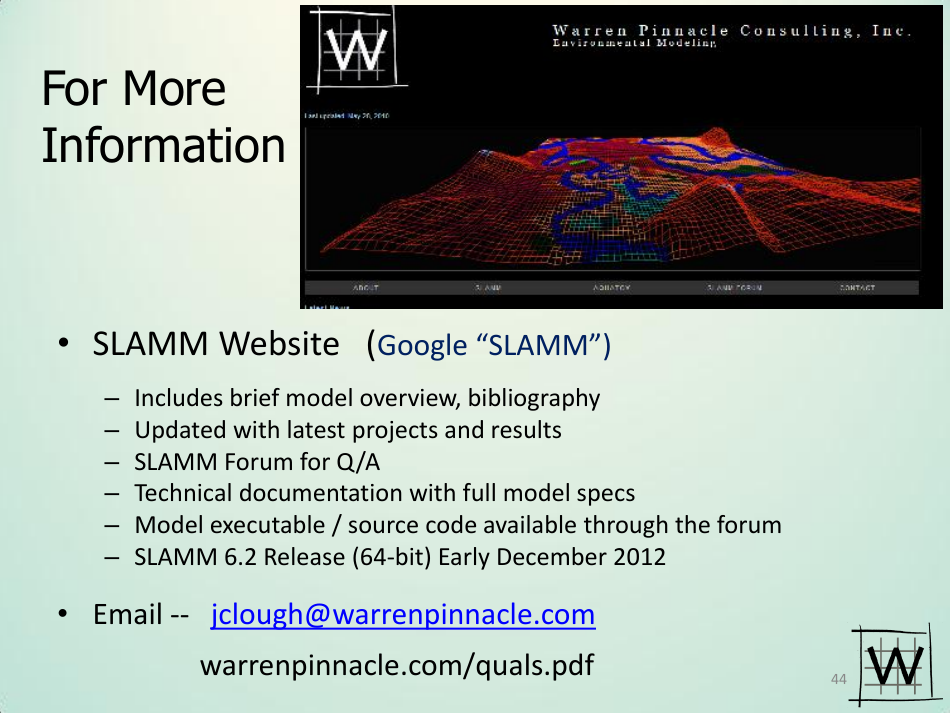 Application of Sea Level Affecting Marshes Model (Slamm) to the Georgia Coastline - Jonathan S. Clough - Georgia (United States), Page 44