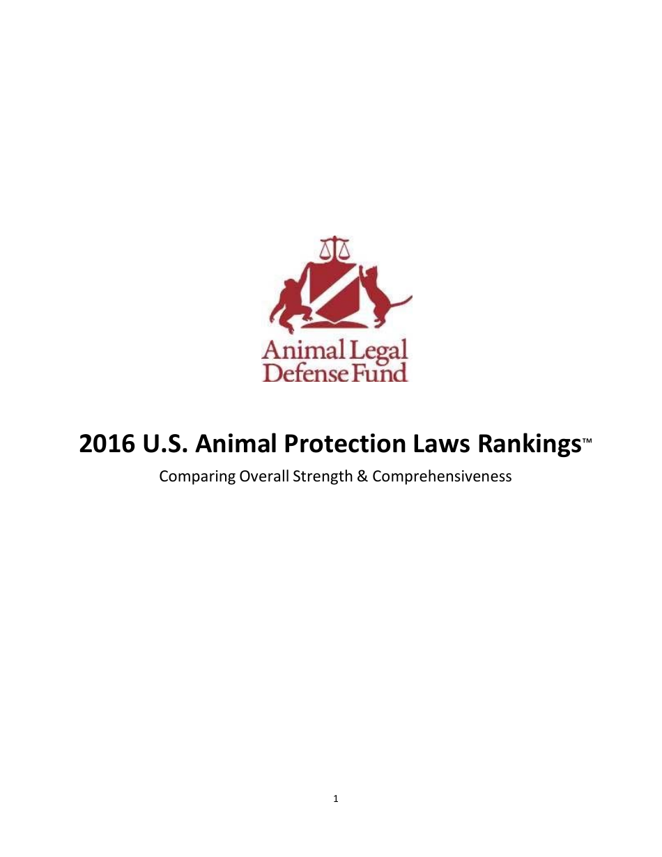 2016 U.S. Animal Protection Laws Rankings Report - Animal Legal Defense Fund, Page 1