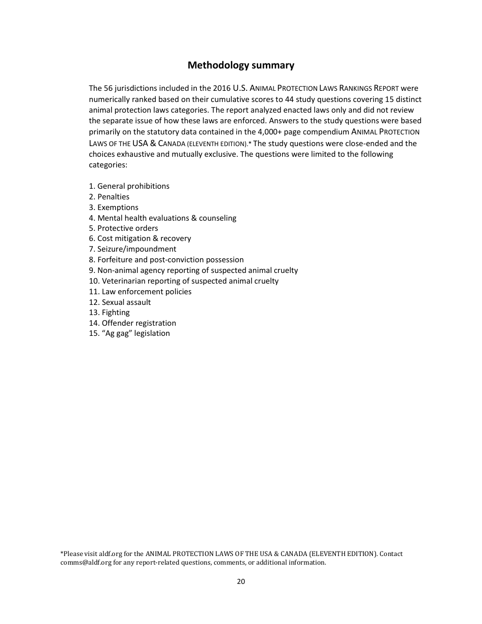 2016 U.S. Animal Protection Laws Rankings Report - Animal Legal Defense Fund, Page 20