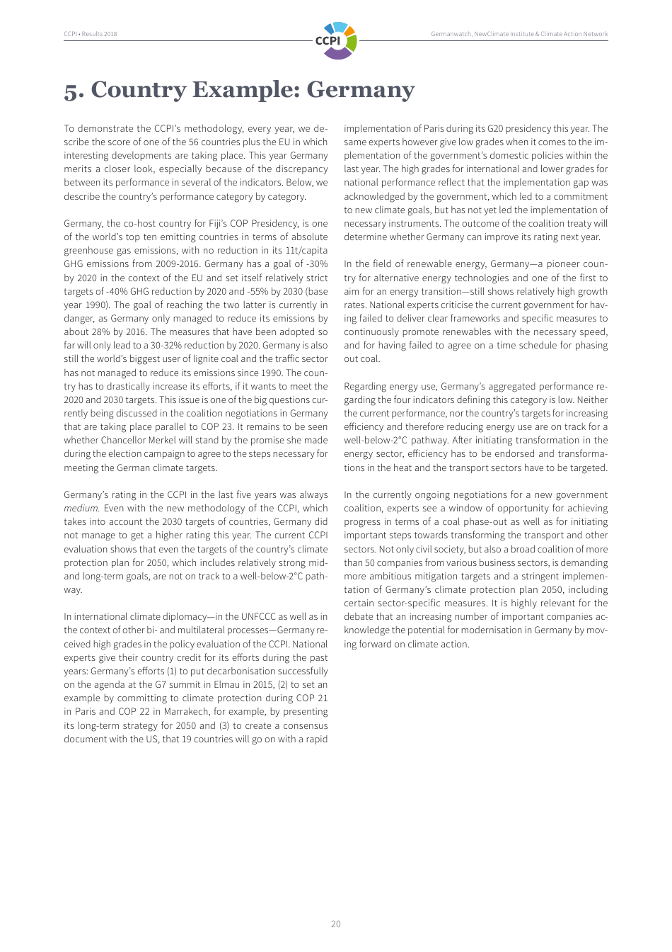 The Climate Change Performance Index Results, Page 20