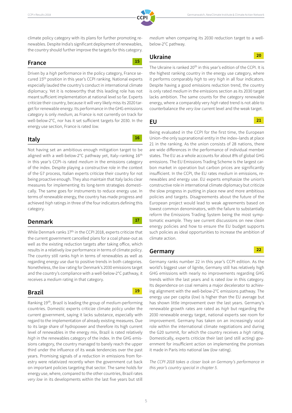 The Climate Change Performance Index Results, Page 5