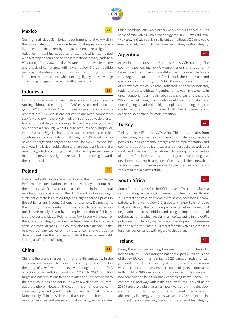 The Climate Change Performance Index Results, Page 6