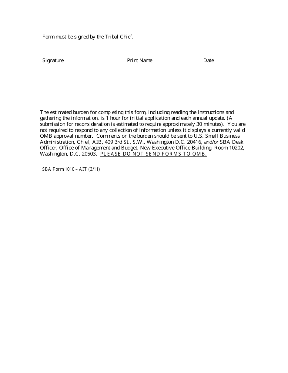 SBA Form 1010-AIT 8(A) Business Development (BD) Program Application American Indian - Tribally-Owned Concern, Page 3