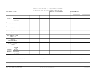Document preview: DA Form 4702-R Monthly Bulk Petroleum Accounting Summary