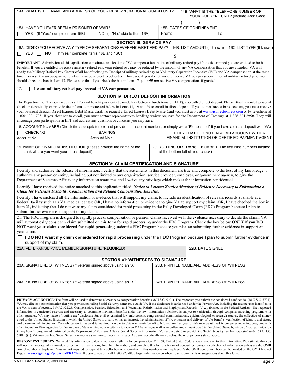Va Form 21 526ez Fill Out Sign Online And Download Fillable Pdf Templateroller 9719