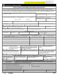 VA Form 10-2850a Application for Nurses and Nurse Anesthetists