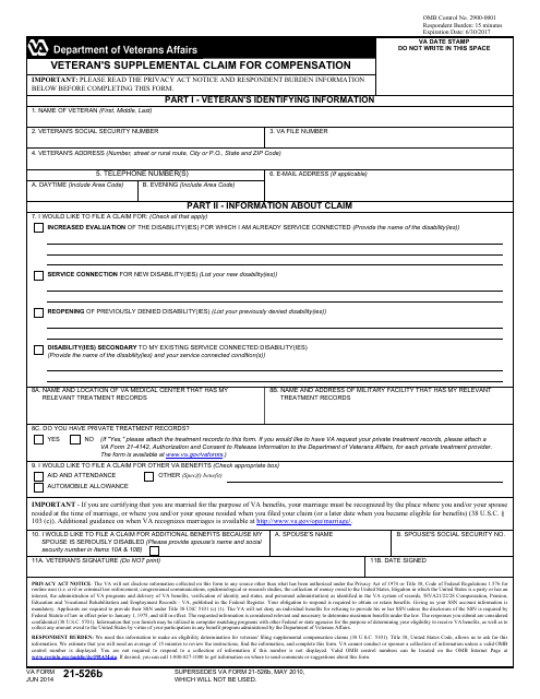 VA Form 21-526B Veteran's Supplemental Claim for Compensation